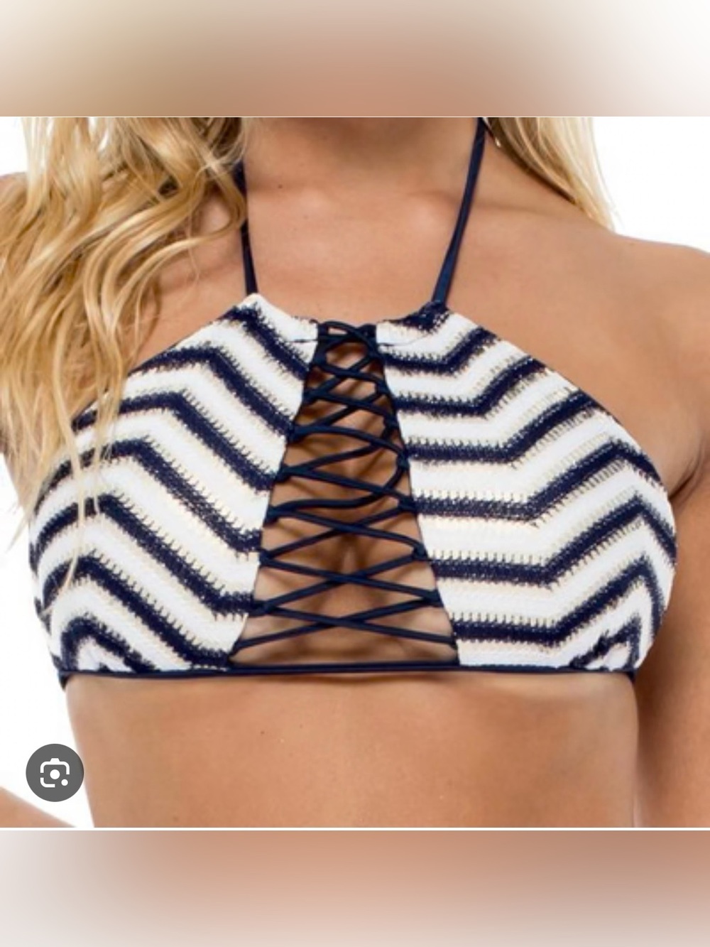 NWT: Luli Fama el malecon maritza halter bikini top. Size medium